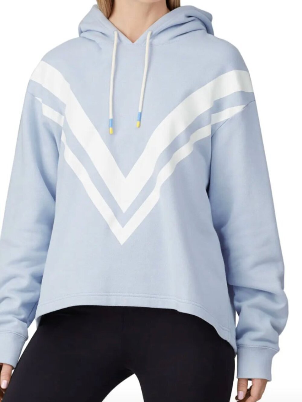 Tory Burch Sport Women's Size XS Blue French Terry Chevron Hoodie